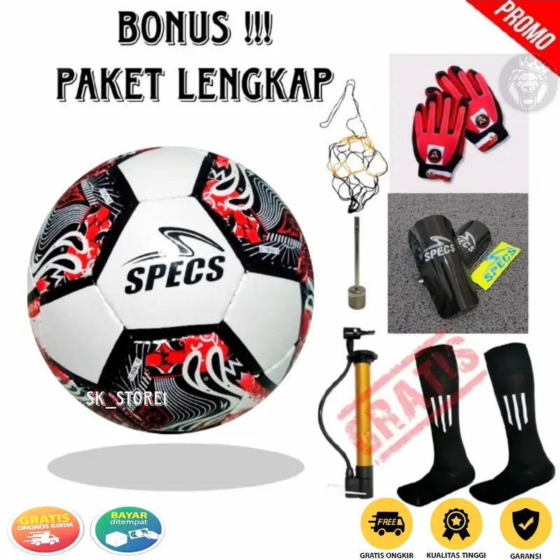 Bola Sepak Murah Size 5 Buat Anak Anak Jahitan Manual Lapang Rumput Bonus Sarung Tangan Dan Alat Pompa 0