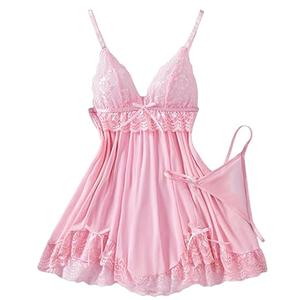 Babydoll de lencería de noche de encaje transparente suave, tirantes ajustables, negro, escote en V, vestido de dormir, elegante y femenino, tejido semitransparente, tacto suave Malla