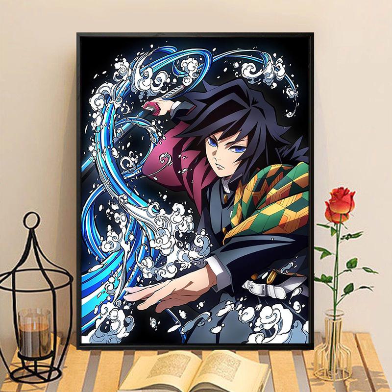  Bộ sơn theo số ACANDYL Chủ đề Hashira Thanh Gươm Diệt Quỷ 40x50cm Tranh kỹ thuật số tự làm Nghệ thuật chiến binh Anime theo số màu Cảnh sử thi vẽ tay Trang trí nội thất Quà tặng độc đáo Tô Màu Vẽ Tranh Diy 