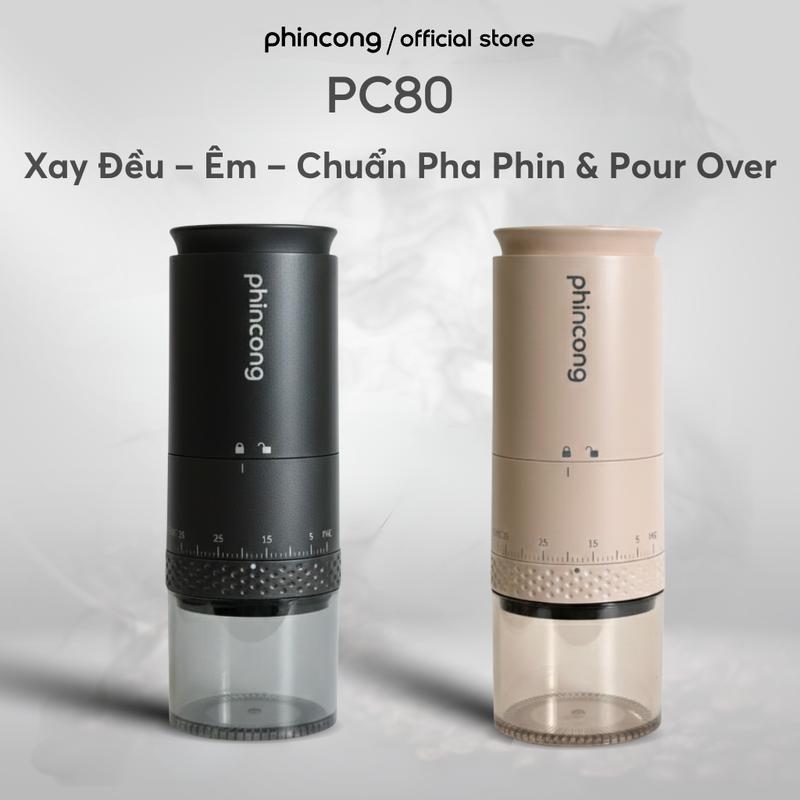  Máy Xay Cà Phê Cầm Tay 38 CẤP ĐỘ MỊN Phincong PC80 + TẶNG 50G HẠT ROBUSTA - Thương hiệu Phincong 