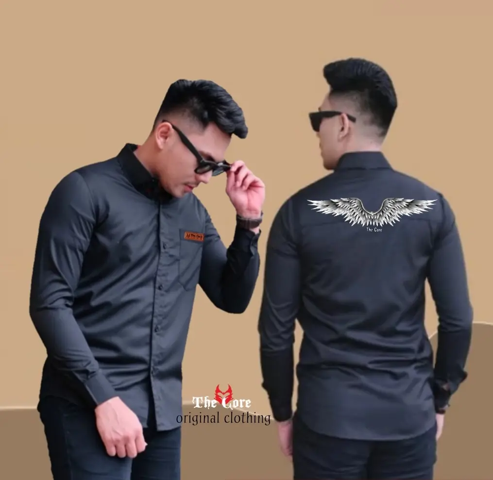 Kemeja Pria Distro Kemeja Slimfit Motif Gambar Keren Cocok Untuk Pria dan Wanita Bahan Katun Panjang Logo Mewah Casual
