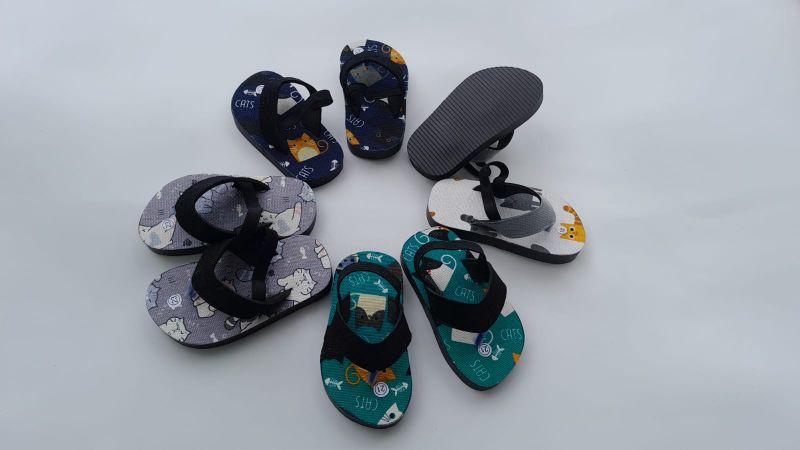 Sandal jepit anak laki laki tali belakang Motif meow Fashion