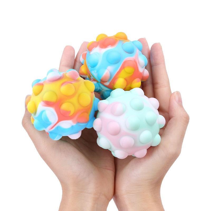 Product Introduction of 2pcs Rainbow Ball Push Bubble Antistress Cube Decompression Toys Squeeze 3D Elastic Ball Stress Relief Sensory Toy For Kids Gift 10