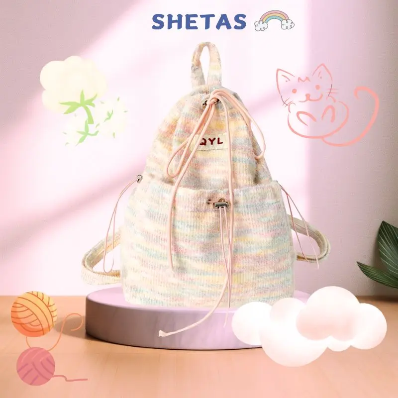 SHEBAG&SHETAS Desain asli Ransel Lucu Tas Sekolah Korea Import Ransel mewah Tas Ransel Fashion Baru Wanita 2024 Ransel serut wanita Backpack tas cewek simple buat jalan