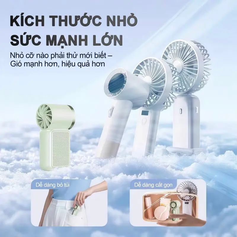 Quạt cầm tay S1 Mini tốc độ cao , 100 mức gió, pin 1800mAh làm mát nhanh, quạt tích điện S1 Mini Thiết Kế Đẹp Có Màn Hình led. | BigBuy360 - bigbuy360.vn