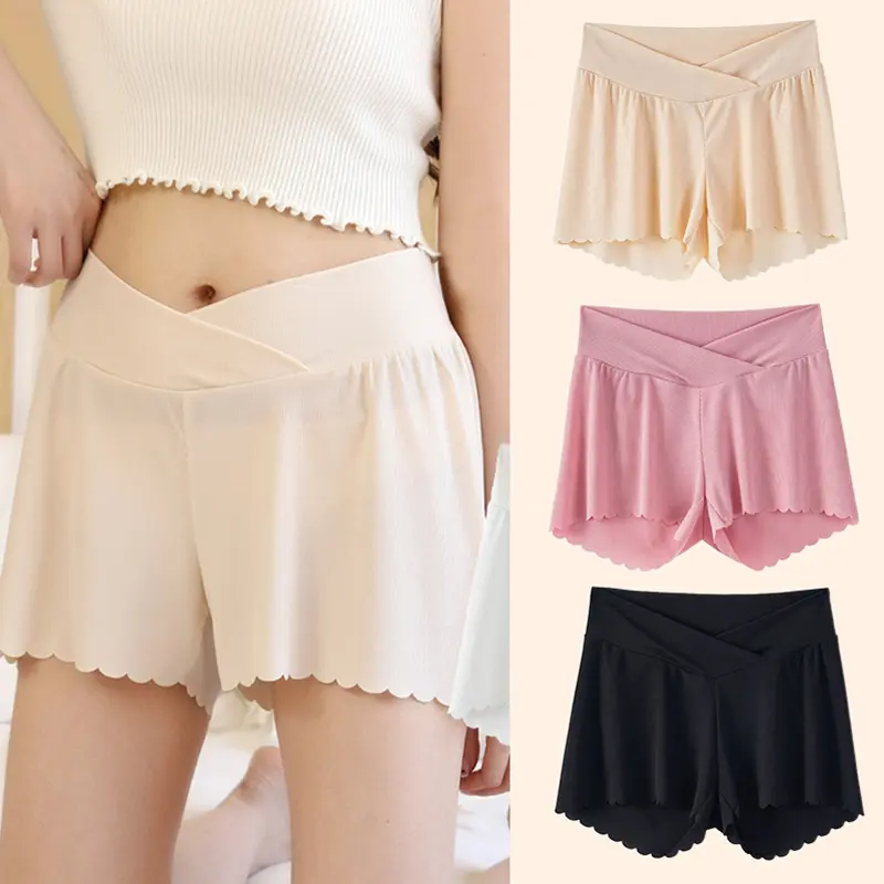 Maternity Safety Pants Seamless Summer Thin Ice Silk Pants Stretchable Loose Pregnant Leggings Underwear