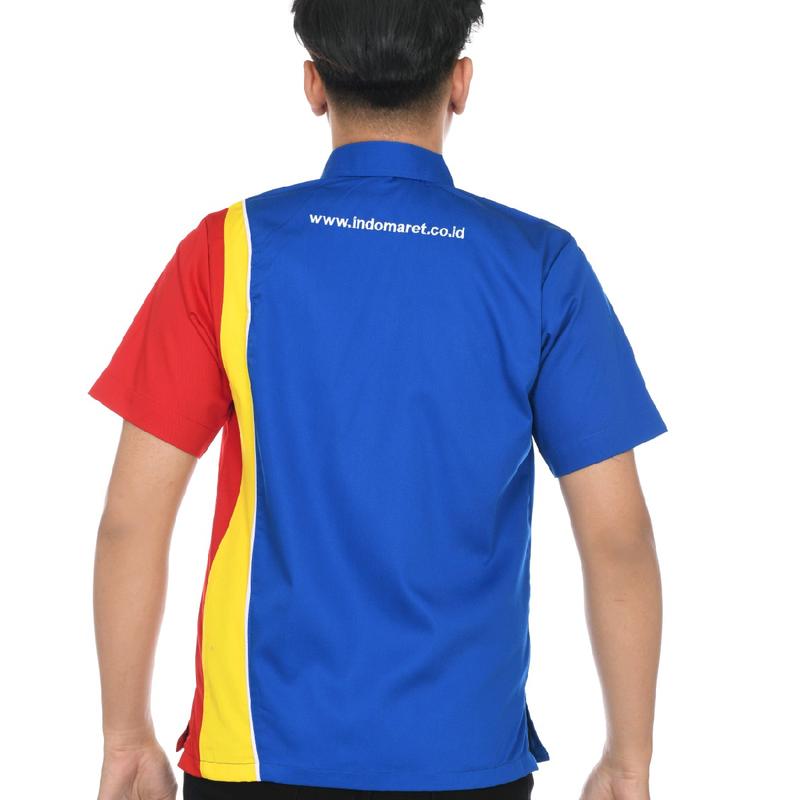 Kemeja Seragam Kerja Pria Wanita Baju Karyawan Indomaret Bordir Katun Pendek 5