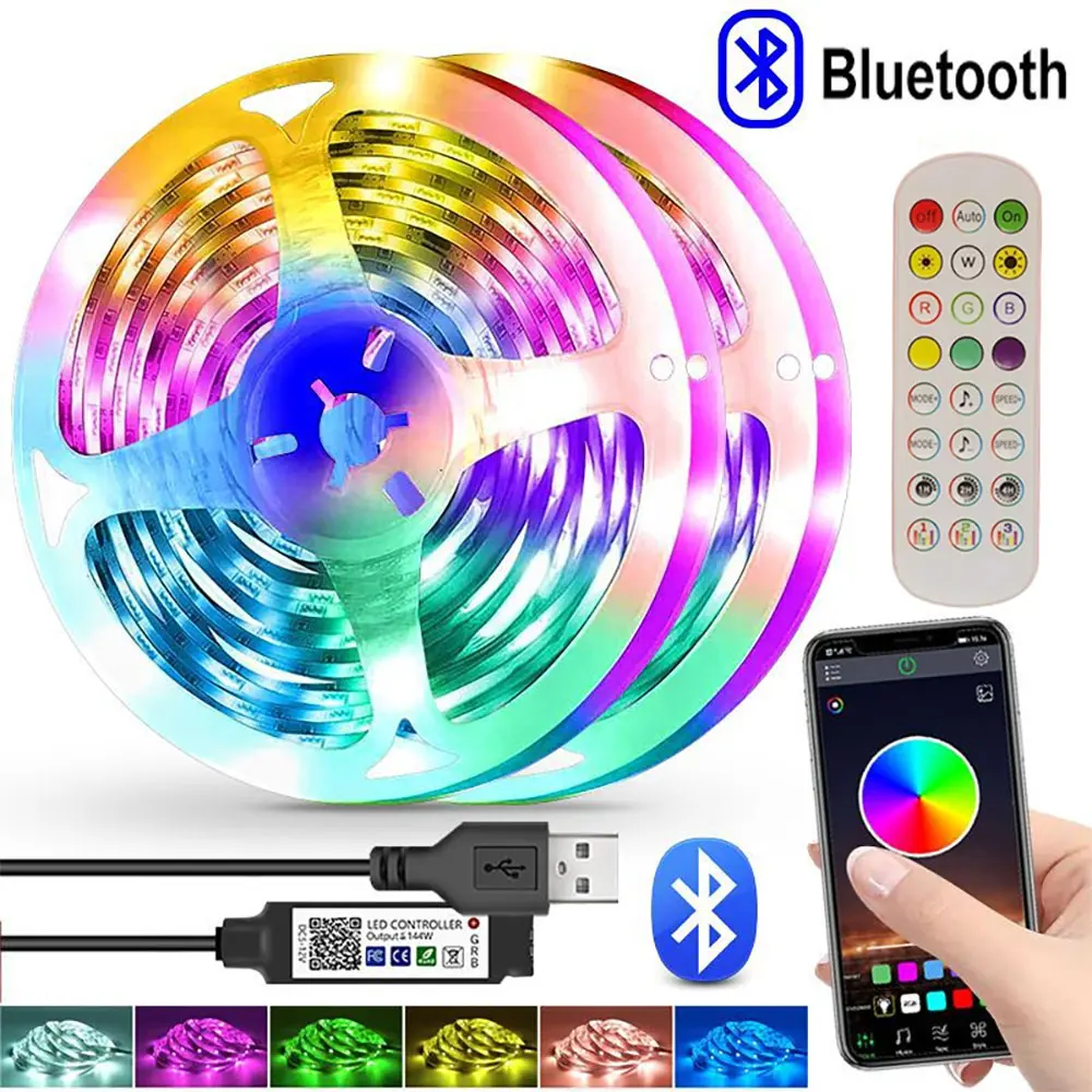 LED Strip Light Strip 2.4G Bluetooth 24 Key Controller RGB Light Strip 1M/30LED Light Suitable For Children's Room Decoration
