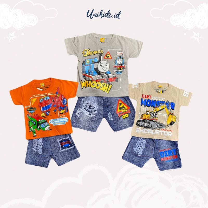 Unikidz 05 | 3 Setelan Anak Laki-Laki dari Bahan Cotton Combed dengan Motif dan Warna Acak - Fashion, Baju 6