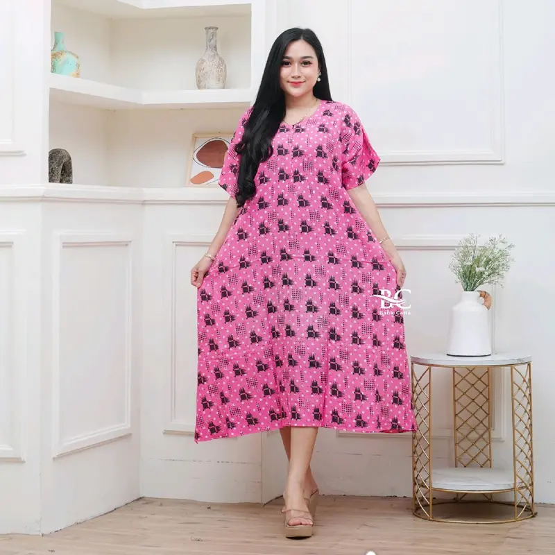 BATIKCERIA - Daster Jumbo  Busui Resleting Depan Baju Tidur Rayon Adem Nyaman Bumil 1