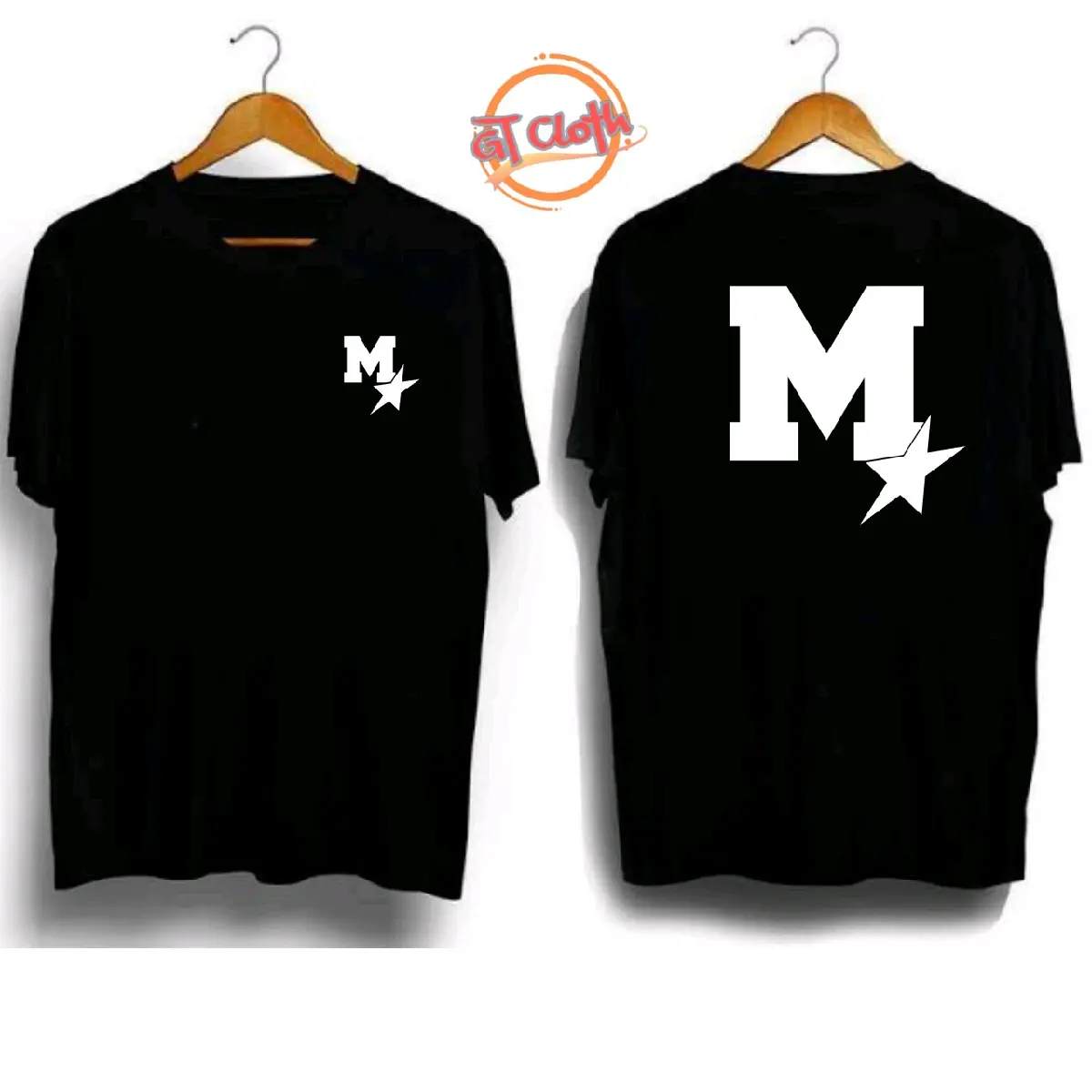 LOGO Inisial Nama Huruf M Star Baju Kaos Distro Premium Unisex Combed30s