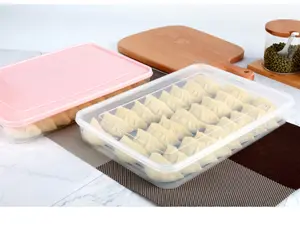 Kotak Penyimpanan Pangsit Kapasitas Besar Dengan Tutup Kotak Penjaga Kesegaran Kotak Pembekuan Cepat Makanan Kualitas Makanan