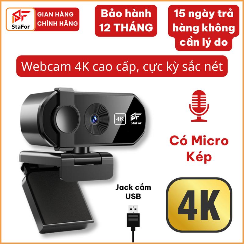 Webcam 4K 2K Livestream có Mic cho PC, Laptop, Trợ sáng cực tốt, webcam pc, cam máy tính pc, webcam usb.