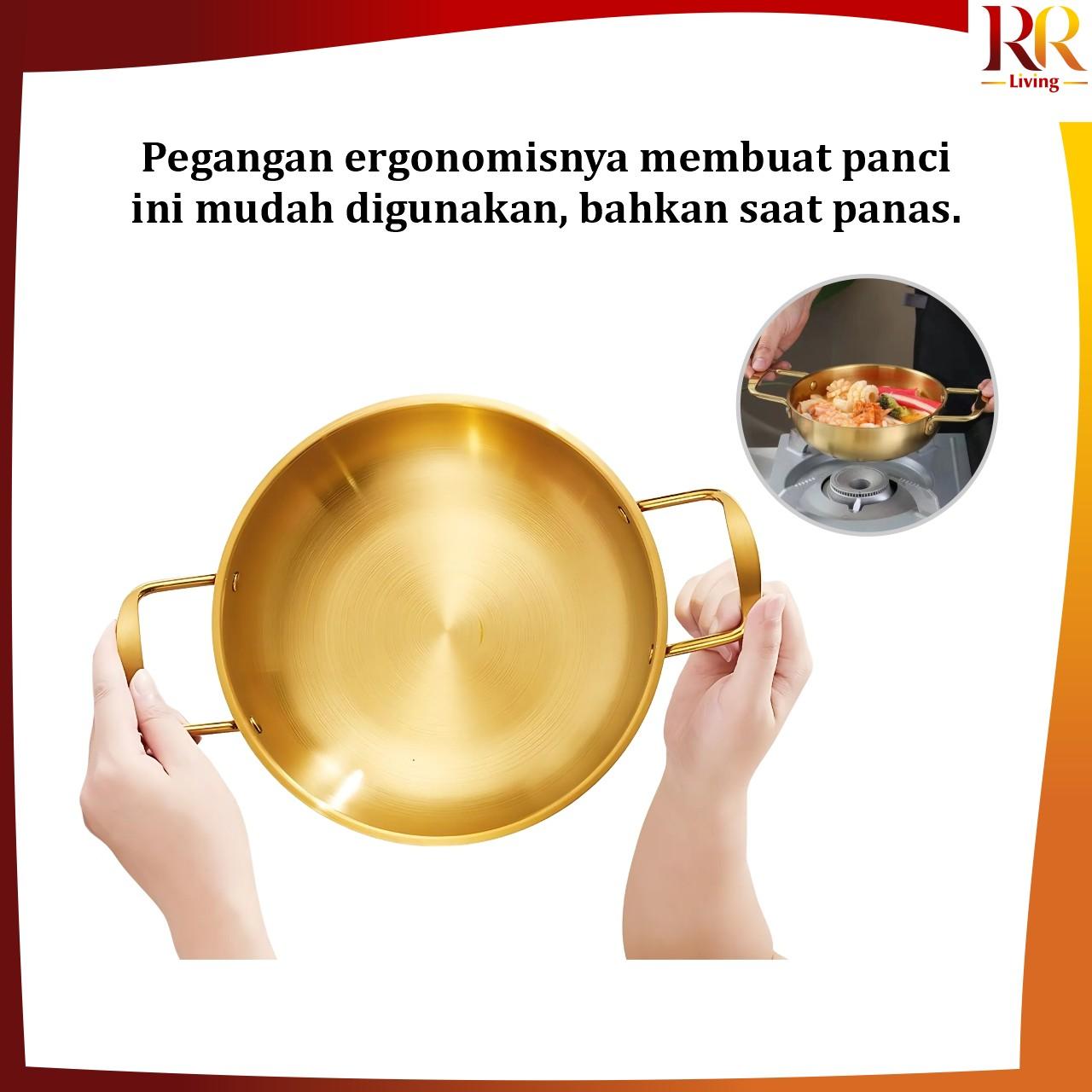 [COD] RR C1216 Panci Masak Sop Ramen Korea Pot Premium Anti Lengket / Panci Serbaguna Ramyun Bahan Stainless Gold Noodle Universal