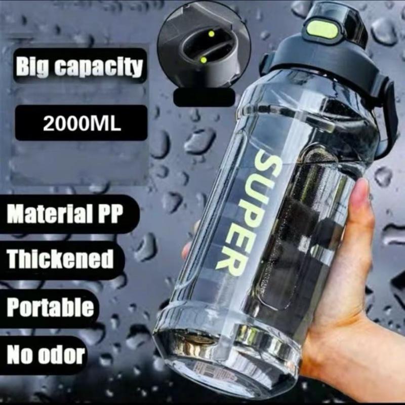 Bình Nước Thể Thao Dung Tích Lớn 2 Lít SUPER, Bình Tập Gym, Đi Làm Đi Học Có Quai Xách Kèm Ống Hút Tiện Lợi, Thiết Kế Lý Tưởng Cho Mọi Hoạt Động