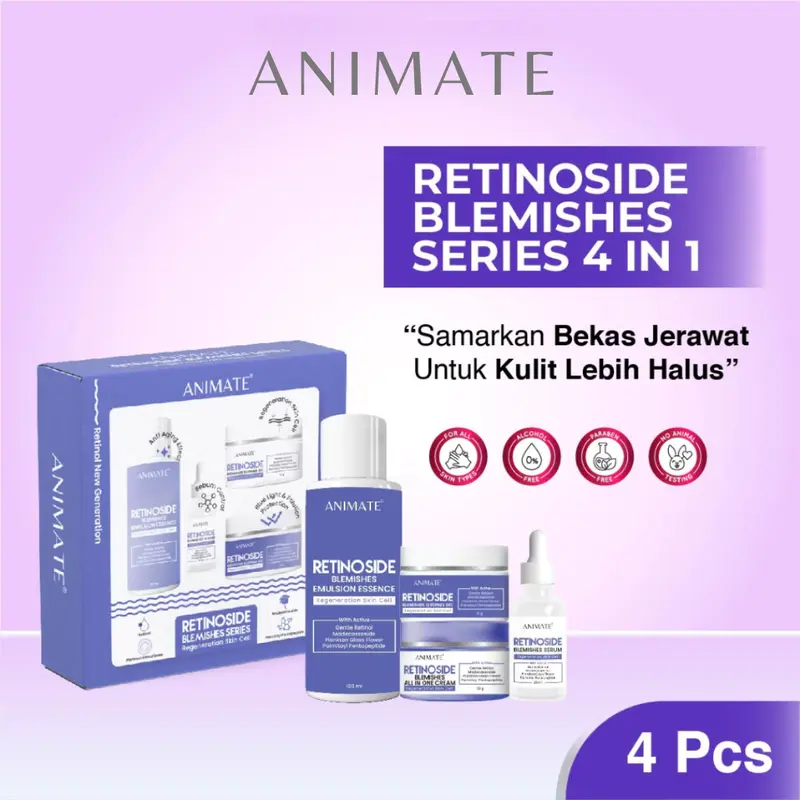 [5in1] Animate - Paket Series 5x Active Whitening Biru / Perfect Glowing Barrier Series 5in1 Pink  / Acne Series Hijau / Retinoside Biru | Paket Skincare Lengkap db 4