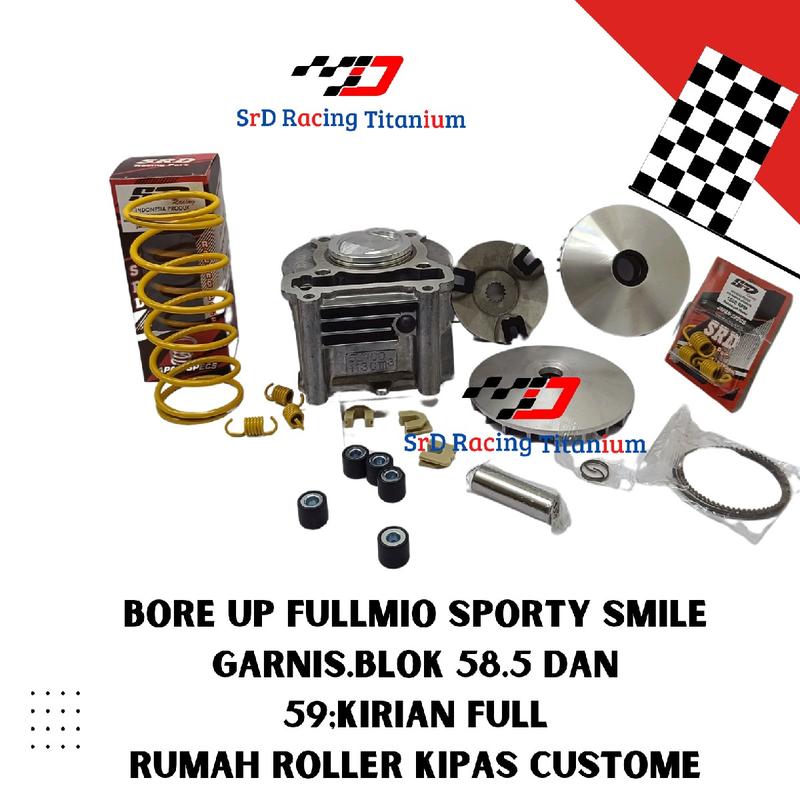 Blok Seher Bore Up Mio Sporty Mio Soul 150 cc 58.5 - Paket Full Roller Kipas Roller - Per CVT - Per Kampas Klip All Racing SRD 4