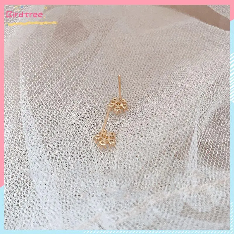 [Readystock❤️COD]Korea Anting Stud Tusuk anting Titanium Steel Emas Desain Hias Kristal Berlian Gaya Simple untuk wanita 7