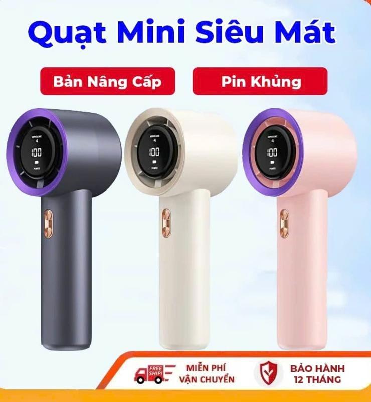 Quạt mini cầm tay M2 5000mAh di động có thể sạc gió mạnh 100 tốc độ turbo phản lực màn hình hiển thị pin kèm dây đeo