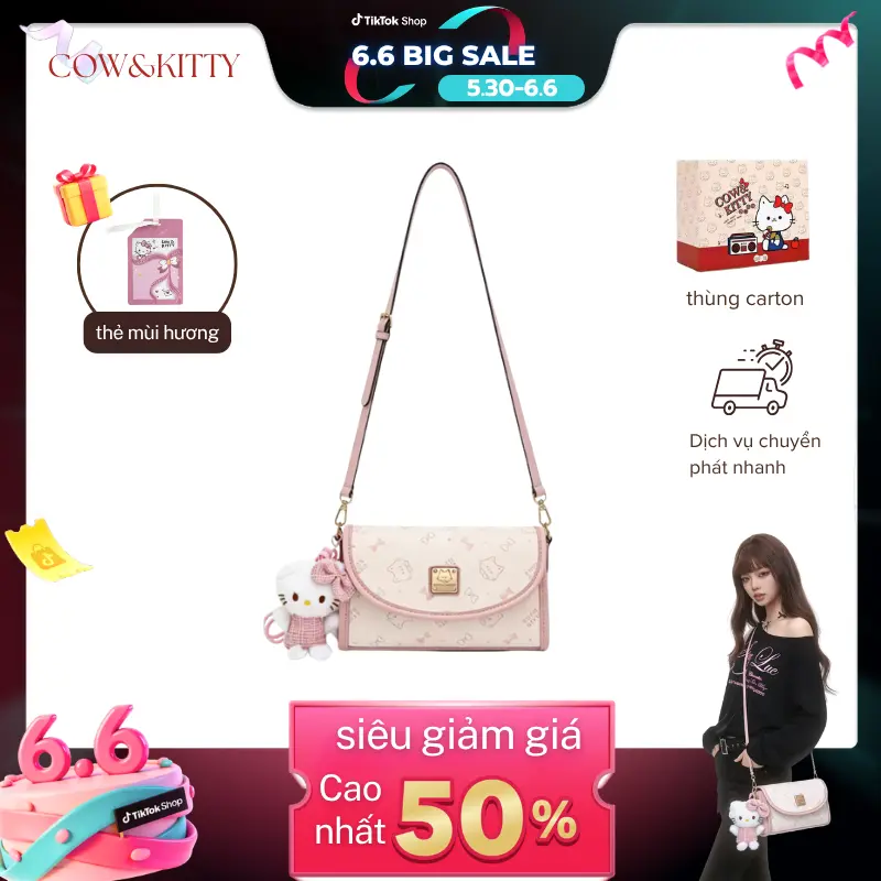 5.28-6.6Quà tặng có hạn sẽ được trao trong thời gian khuyến mãi!Cow&Kitty-túi xách nữ.Túi xách nữ kiểu dáng dễ thương, nhiều màu sắc để lựa chọn, kèm theo móc khóa hình mèo con, dây đeo vai và hộp đựng nhiều màu sắc.