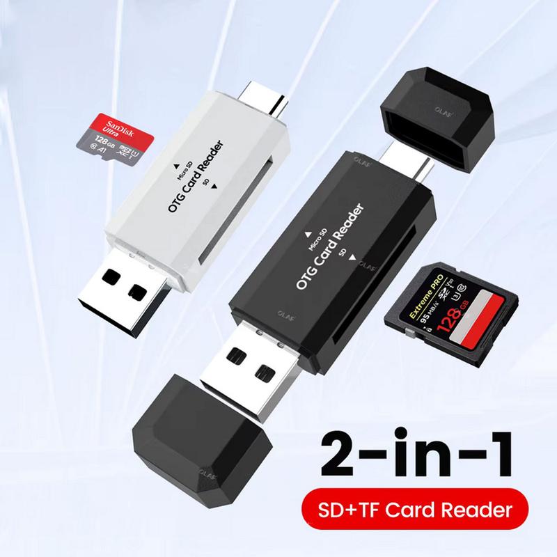 Đầu Đọc Thẻ, Toocki, 2 Trong 1, Ổ Đĩa Lung Linh, Tốc Độ Cao, USB 2.0, Thông Dụng, OTG, Đầu Đọc Thẻ TF / SD