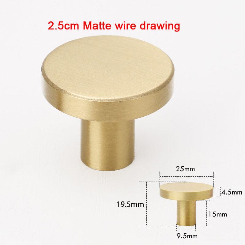 Product Introduction of Flat Head Drawer Handle Solid Brass Drawer Cabinet Furniture Hardware Single Hole 2.5cm/2.8cm/3.3cm 1
