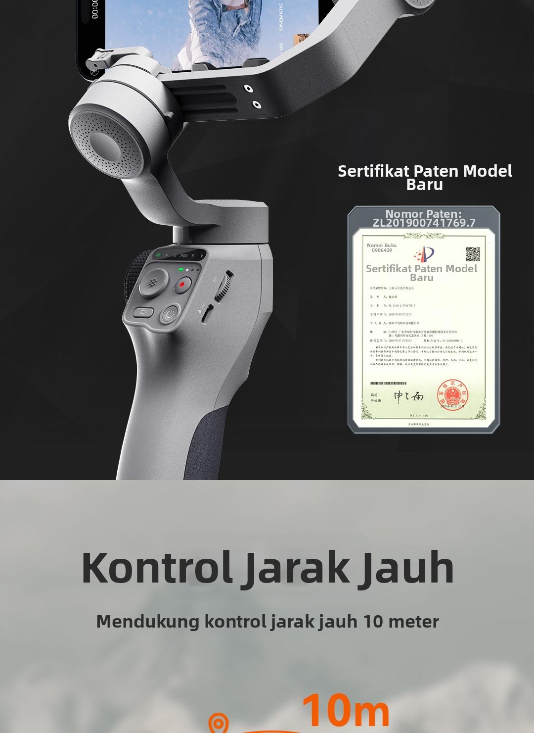 FUNSNAP Capture5 Gimbal Stabilizer HP 3 sumbu, AI Tracking Otomatis untuk Vlog & Live Streaming