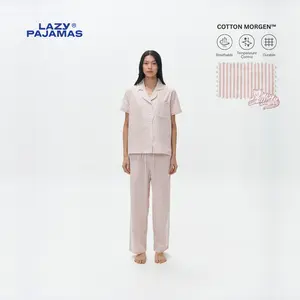 LAZY Morgen Pajamas Set - Pink Stripes | Piyama | Baju Tidur
