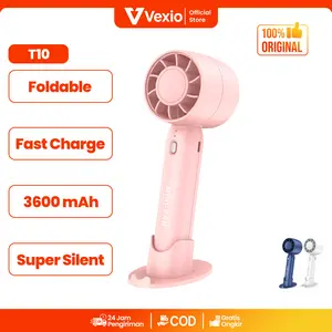 [COD] VEXIO Kipas Angin Portable Mini Turbo Genggam Dengan Stand HP Angin Kencang Dan Kontrol Angin Senyap Handheld Fan T-10