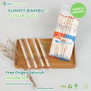 Sumpit Bambu Panda + Tusuk Gigi Sumpit Steril Higienis Dimsum Katsu Mie Ramen Takoyaki isi 50 pcs