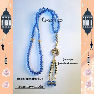 Tasbih Kristal 99 Butir Custom Inisial Huruf / Nama - Motif, Muslim, Digital, Cantik