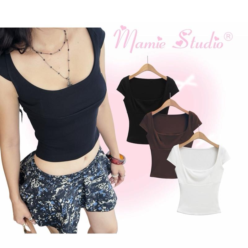 Áo cánh tiên cổ vuông Mamie Studio ôm body tôn dáng, co giãn thoải mái