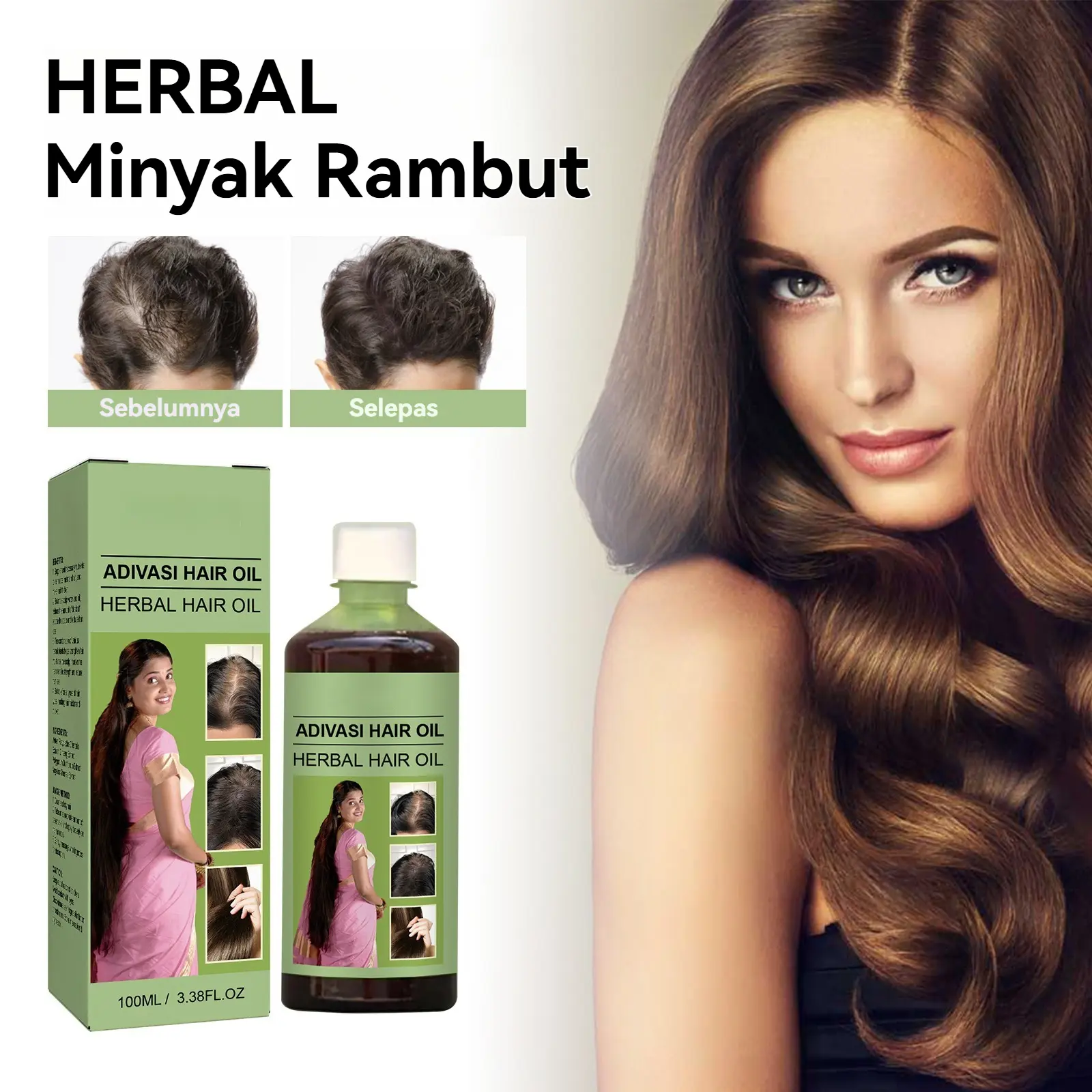 Minyak Rambut Herba, Menguatkan dan Memperkaya Rambut, Anti-Rambut Gugur, Membersihkan Rambut, Membaiki Kulit Kepala, Perapi Melicinkan Conditioner Shampoo