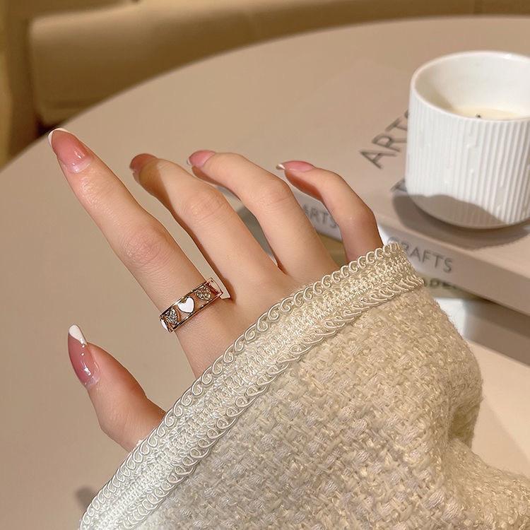 Cincin Fuji Love Ring Desain Korea Bunga Antikarat Wanita Simple Sterling Silver Perhiasan Elegan Alloy Mata Berlian Imitasi Fashion Emas Gold Women. B-06 2