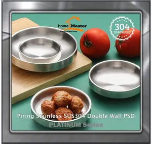 7.7 ⭐️ Piring/Plate Korea Stainless Sus304 Double Wall 9/11,5/14/15 Cm Psd2