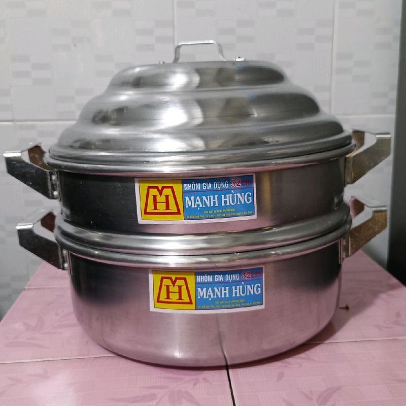 Xửng hấp sizes 32cm.2 tần nhôm chính hãng Mạnh Hùng sáng bóng dầy dặn.hấp bánh bao.hấp soi.hấp bánh lăn.hấp gà vv