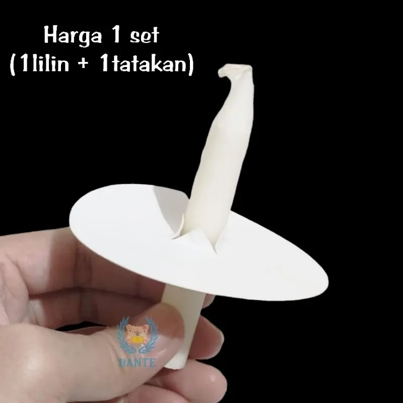 Lilin putih 1 set (1lilin + 1tatakan) - Lilin Paskah - Lilin Natal