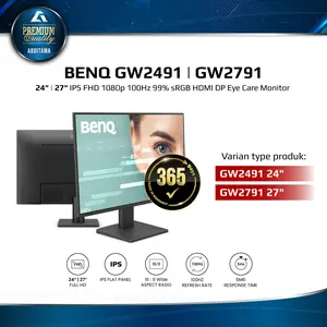 Monitor LED BenQ GW2491 24" | GW2490T 24" Ergo Speaker | GW2791 27" IPS FHD 1080p 100Hz 99% sRGB HDMI 1.4x1 DP 1.2x1 Eye-Care Technology Flicker Free Low Blue Light Plus TUV-Certified 4-sided Ultrathin Bezel Design Visual Halus dan Memukau
