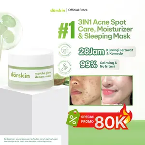 Dorskin Matcha Sleeping Mask Anti Redness Masker Jerawat Calming Mask dengan Centella Asiatica Arbutin Acne Prone Skin Perawatan Wajah Kering Berjerawat Bruntusan Facial Acne Care Moisturizer