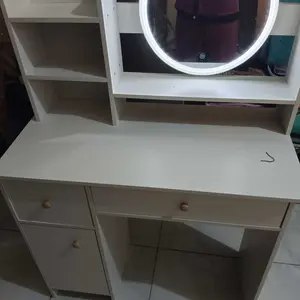 Homedoki Meja Rias Putih/Meja Rias Kecil/Meja Rias Minimalis/Meja Rias Lampu LED/Meja Rias Aesthetic