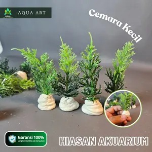 Hiasan Akuarium Ornamen Aquascape Tanaman Cemara Mini Plastik