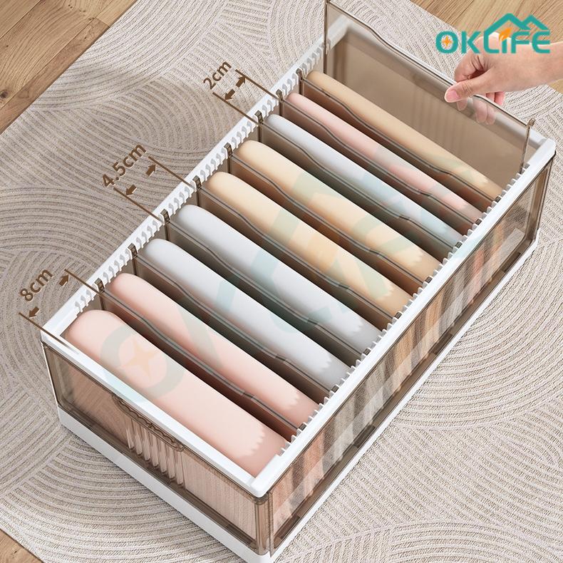 Product Introduction of [OKLIFE. SG]Foldable Clothes storage box/Stackable Plastic Storage Bins/with lid Wardrobe Clothes Organizer/Storage box 33
