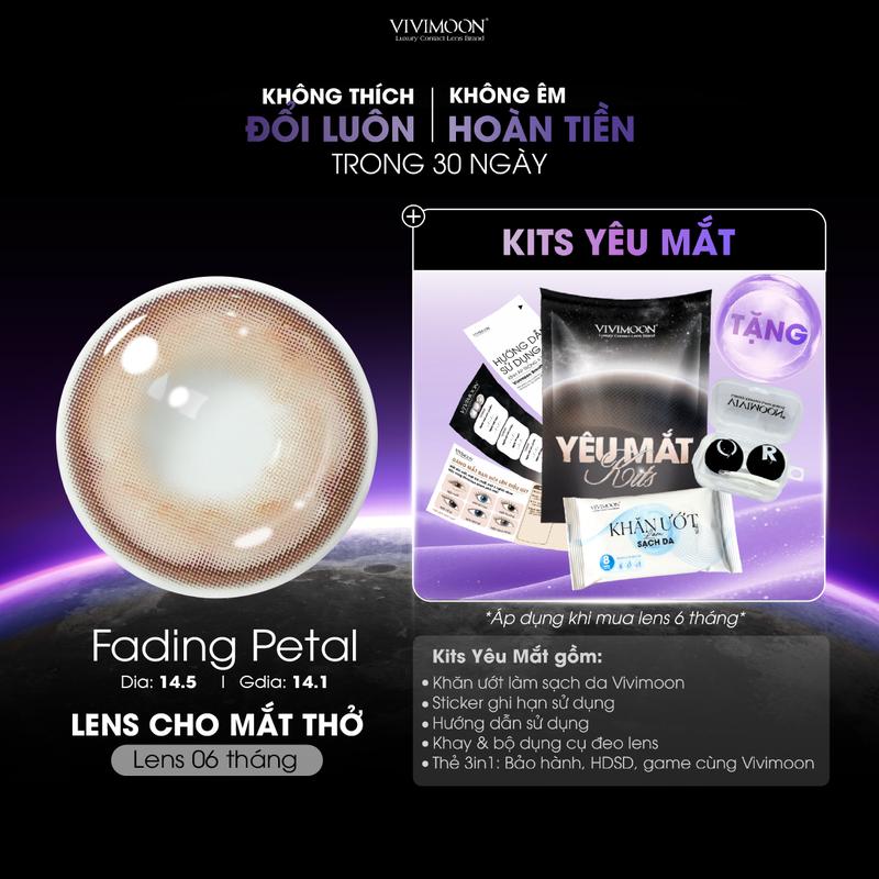    6 MONTHS   Kính áp tròng VIVIMOON EYECONIC lens cận cho mắt thở màu nâu Fading Petal giãn tròng to baby 14.5mm chất liệu Silicone Hydrogel cao cấp   Giá 1 đôi   