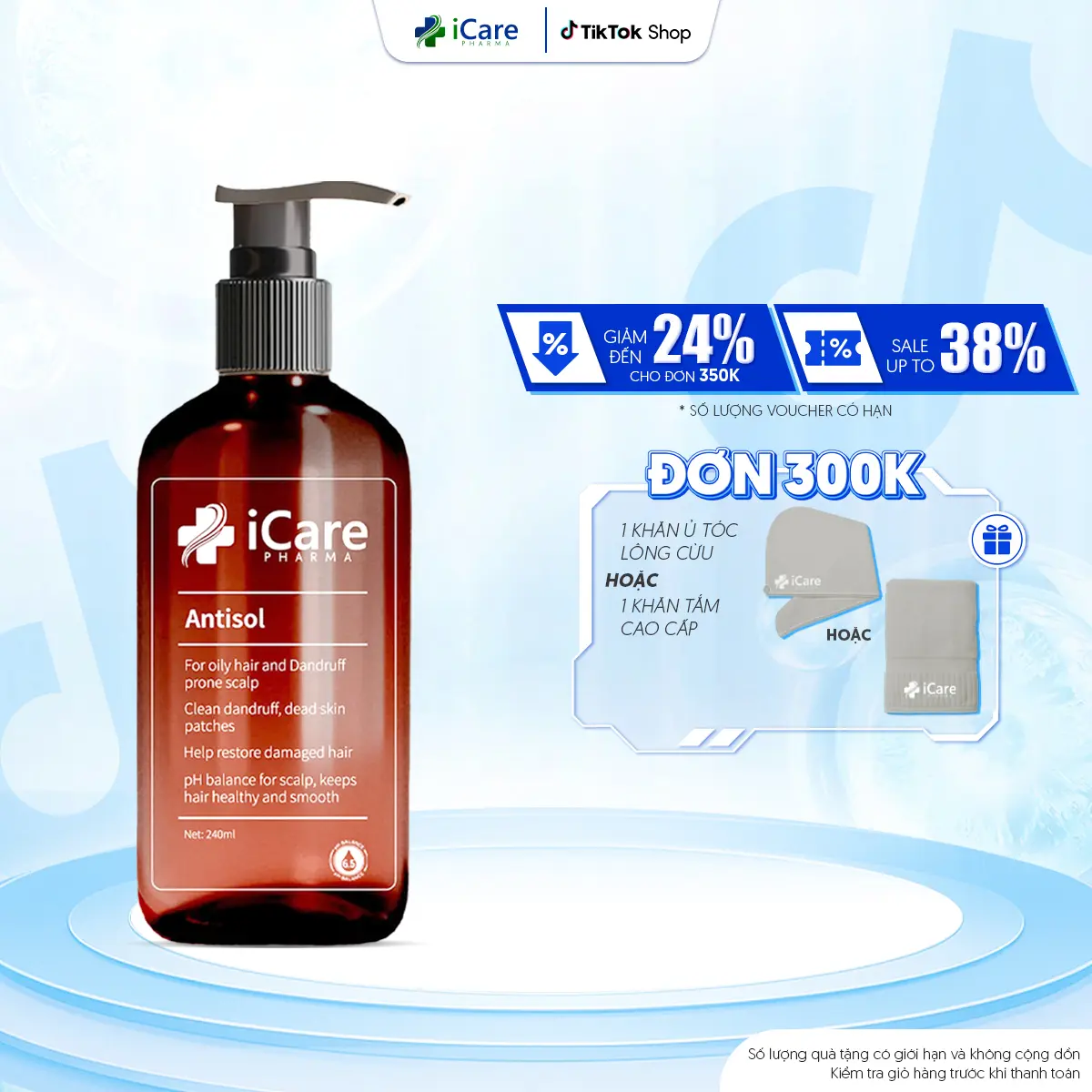 Dầu Gội Hỗ Trợ Gàu Ngứa Da Đầu Antisol Icare Pharma | Chiết Xuất Dược Liệu