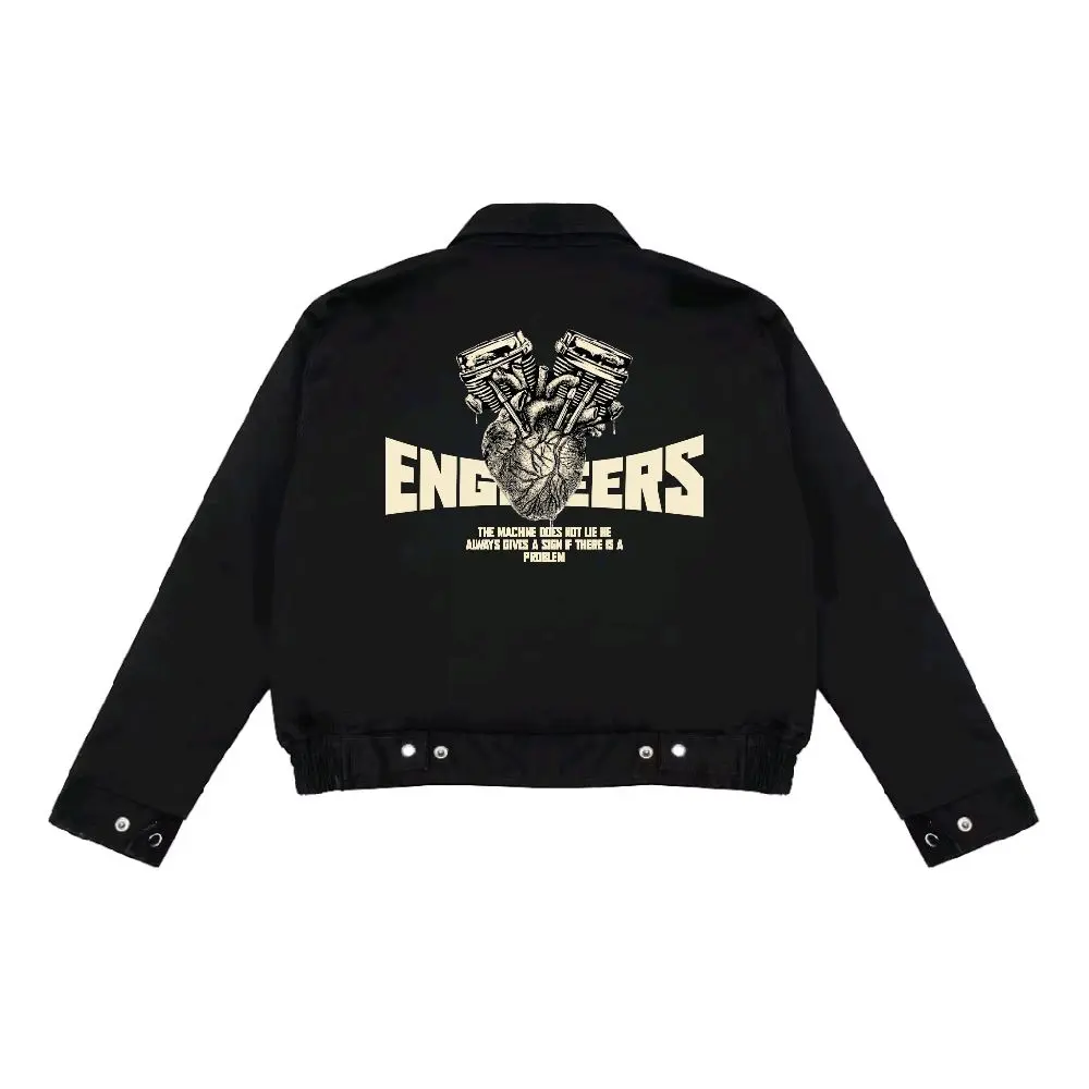 Giovent Work Jaket Boxy Casual Unisex Black "Engineers"