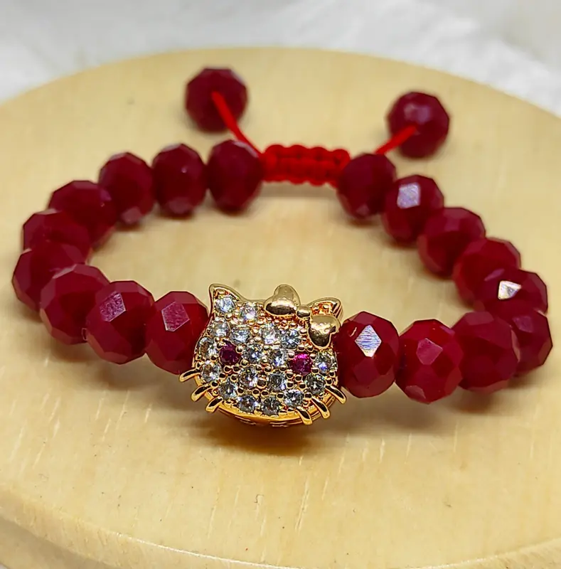 Gelang Kristal Anak Model Serut Ceko 8mm Charm HeIlo Kity Lapis Emas - Costume, Fashion Kids 0
