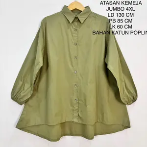Atasan Kemeja Jumbo Bahan Katun Poplin Ld 130 Cm Koleksi Terbaru - Fara Top