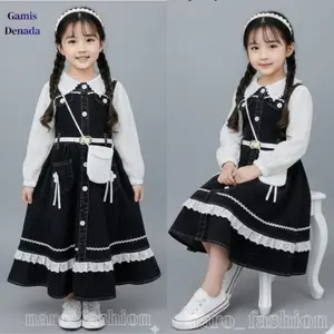 SNOWKIDS_28 - GAMIS JEANS ANAK PEREMPUAN GAMIS PREMIUM IMPOR USIA 3 SAMPAI 10 TAHUN GAMIS MEWAH REAL PICT MODEL KEGINIAN VIRAL