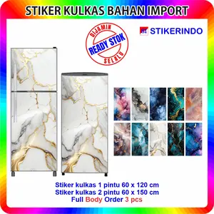 Stiker Kulkas 1 Pintu dan Sticker Kulkas 2 Pintu Motif Marmer