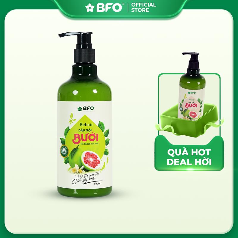 Combo Dầu Gội & Kem Xả Tóc BFO Behair 500ml Tinh Dầu Bưởi Giúp Dưỡng Tóc Giảm Gãy Rụng Kích Mọc Tóc Chắc Khỏe Suôn Mượt Nữ Women